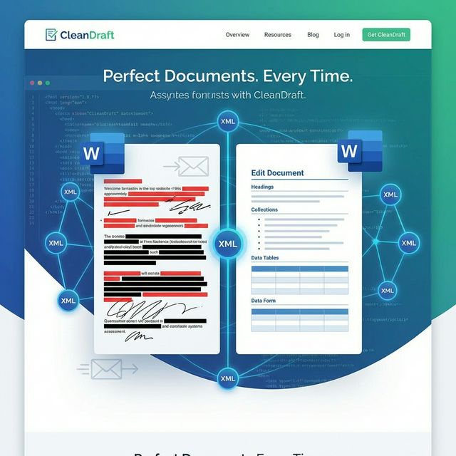 CleanDraft split UI showing redaction and clean text